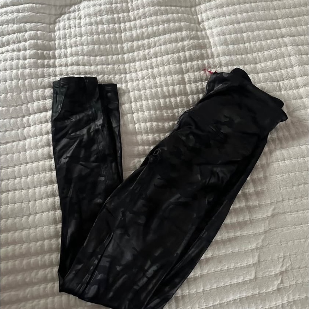 SPANX Faux Leather Camouflage Leggings